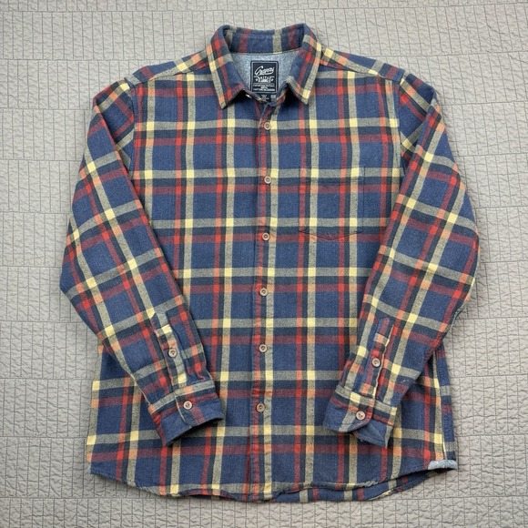 Grayers Flannel Shirt Men's Large Blue Plaid Button Up Rugged Outdoors Cabincore - Picture 1 of 9